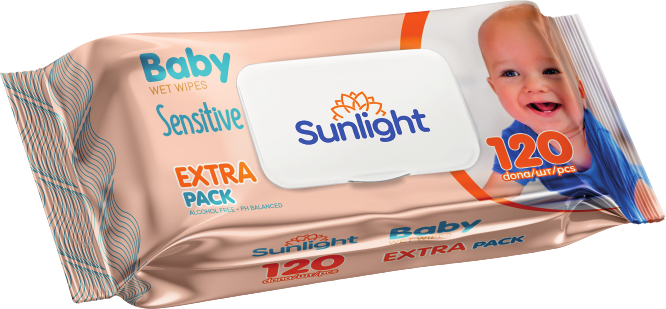 Детские влажные салфетки Sunlight Baby Soft кремового цвета