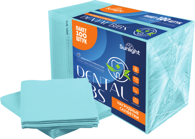 Нагрудники стоматологические «Dentall Bibs» Голубые