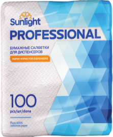 Бумажные салфетки Sunlight «Professional» для диспенсеров 100шт