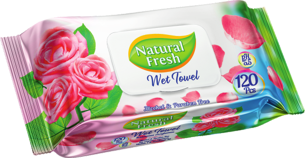 Влажные салфетки Natural Fresh Rose 120 шт