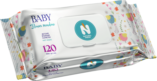 Влажные салфетки Natural Fresh Extra Pack Flower Meadow 120 шт