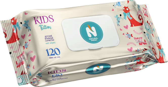 Влажные салфетки Natural Fresh Extra Pack Kittens 120 шт
