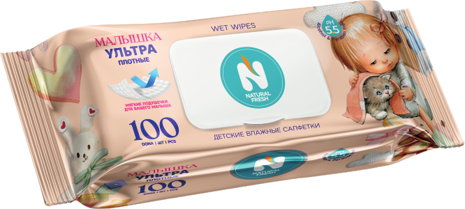 Влажные салфетки Natural Fresh Extra Pack Малышка Ultra 100 шт