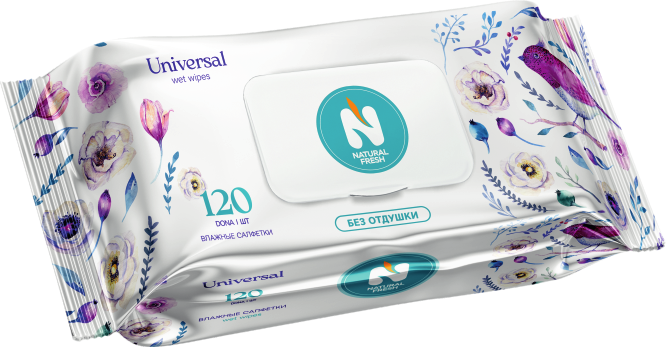 Влажные салфетки Natural Fresh Extra Pack Universal (без отдушки) 120 шт