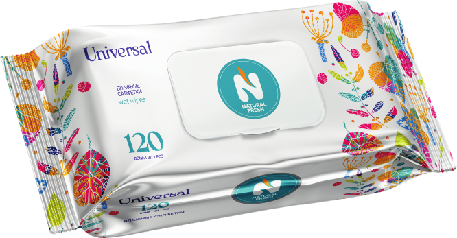 Влажные салфетки Natural Fresh Extra Pack Universal Leaves 120 шт