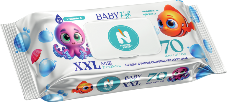 Влажные салфетки Natural Fresh XXL Size Baby Fish 70 шт