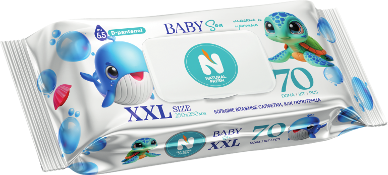 Влажные салфетки Natural Fresh XXL Size Baby Sea 70 шт